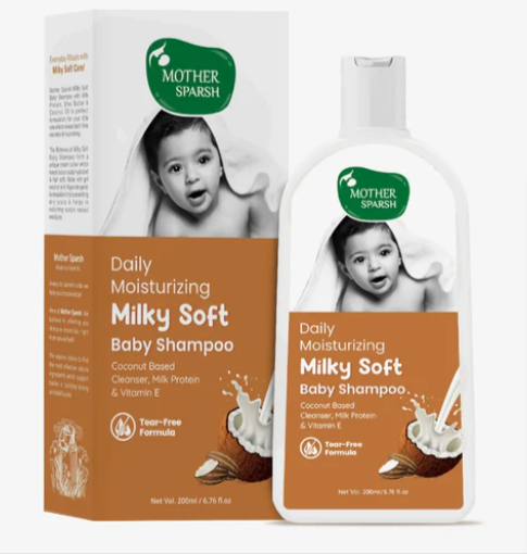 Mother Sparsh Milky Soft Baby Shampoo - 400ml | For Daily Moisturizing | Tear Free Formula With Milk Protein, Vitamin E & Coconut Oil